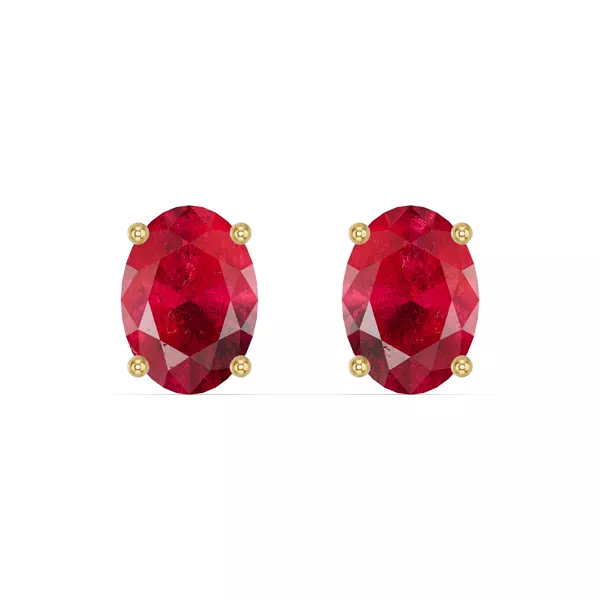 Oval Ruby Stud Earrings