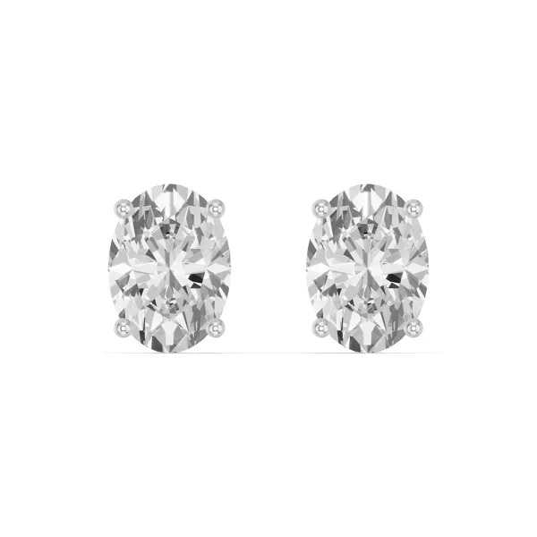 Oval Lab Diamond Silver Stud Earrings