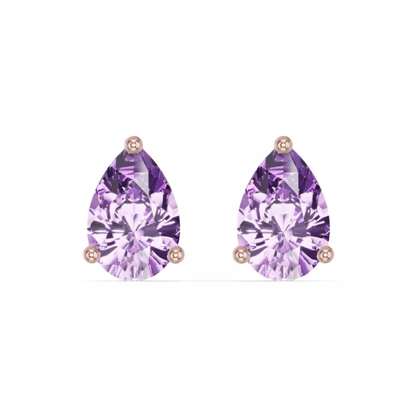 Pear-Shaped Amethyst Stud Earrings