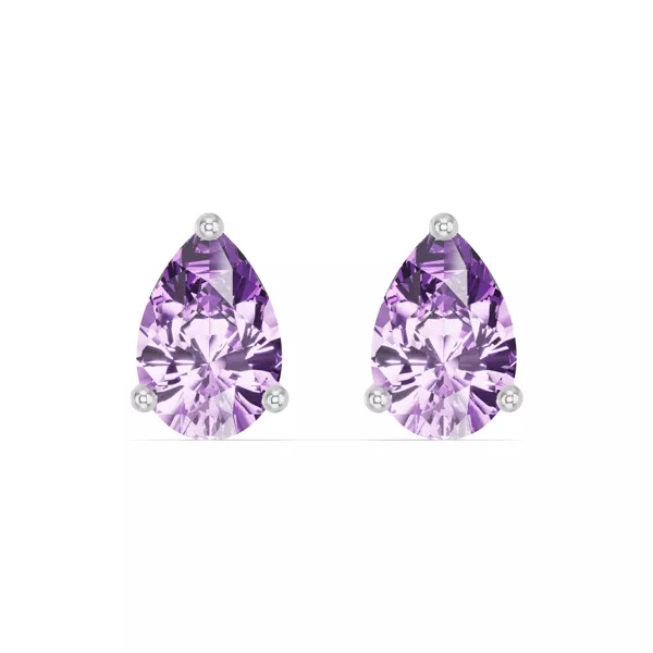 Pear-Shaped Amethyst Silver Stud Earrings
