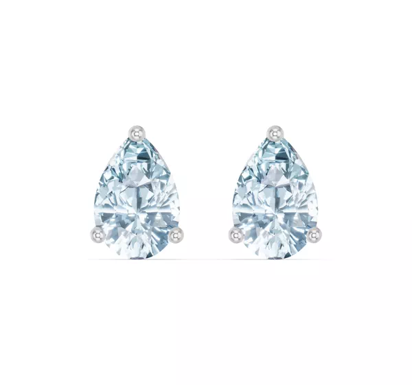 Pear-Shaped Aquamarine Silver Stud Earrings