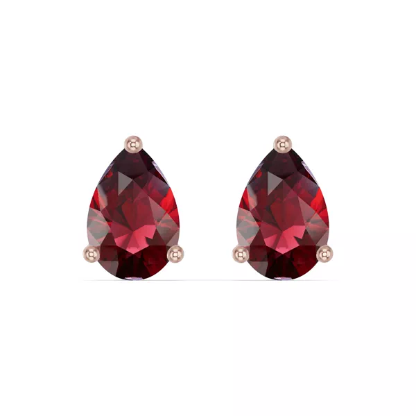 Pear-Shaped Garnet Stud Earrings