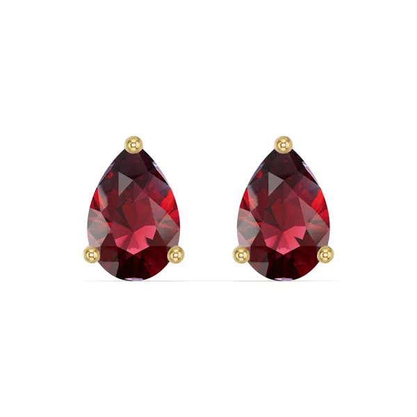 Pear-Shaped Garnet Stud Earrings