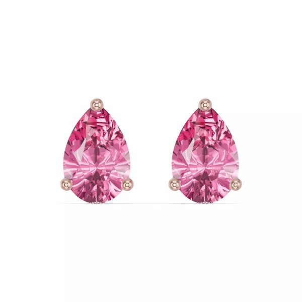 Pear-Shaped Pink Tourmaline Stud Earrings