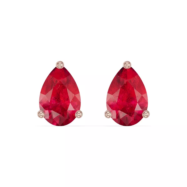 Pear-Shaped Ruby Stud Earrings