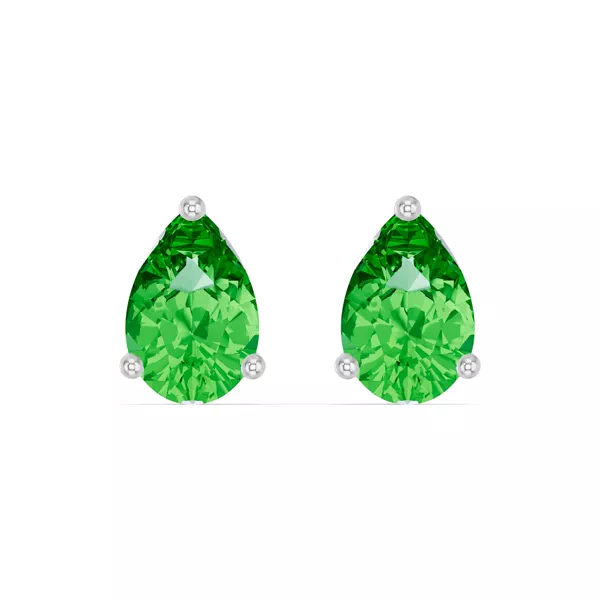 Pear-Shaped Tsavorite Silver Stud Earrings