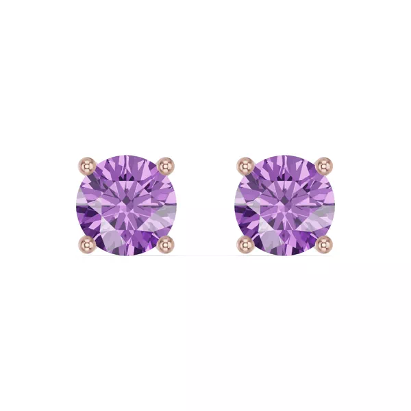 Round Amethyst Stud Earrings