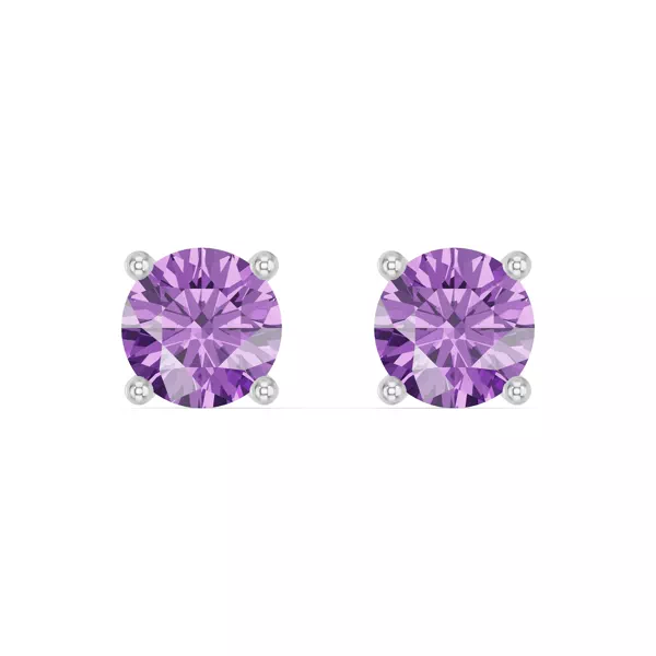 Round Amethyst Stud Earrings