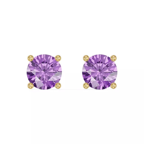 Round Amethyst Stud Earrings