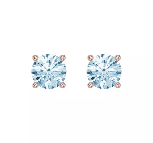 Round Aquamarine Stud Earrings