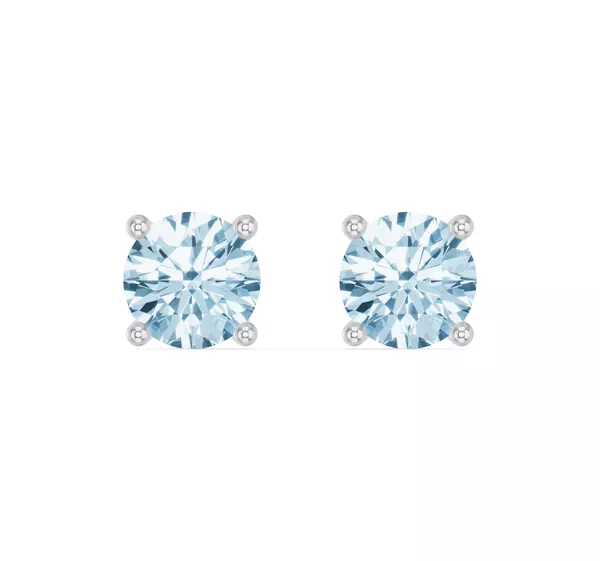Round Aquamarine Stud Earrings