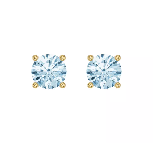 Round Aquamarine Stud Earrings