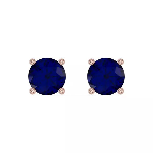 Round Sapphire Stud Earrings