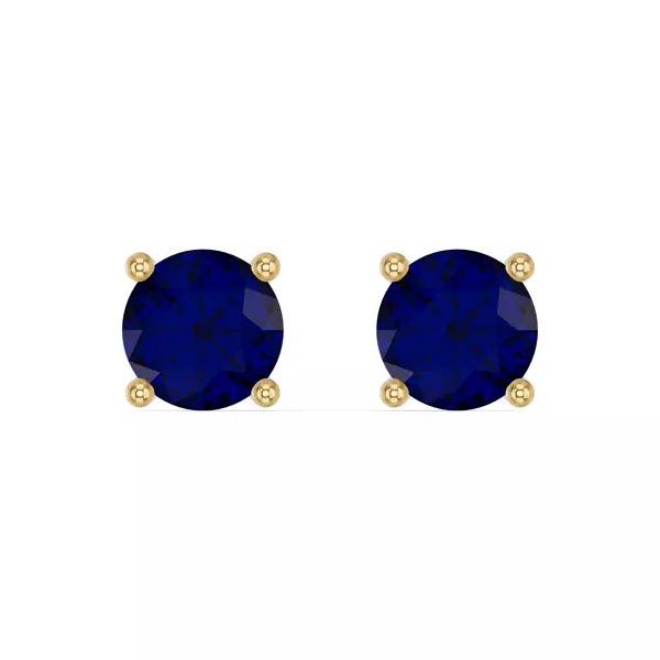 Round Sapphire Stud Earrings