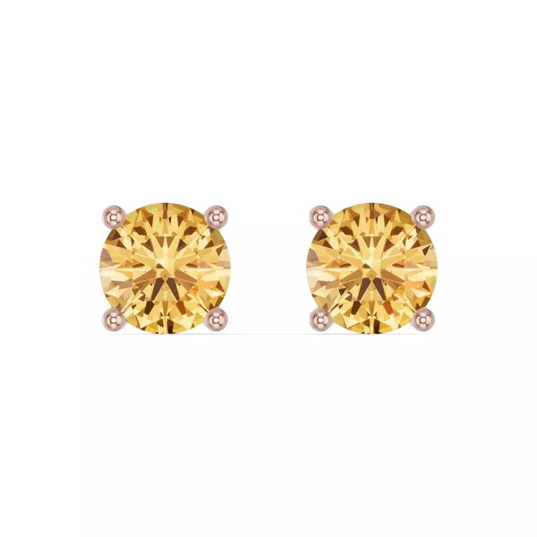Round Citrine Stud Earrings