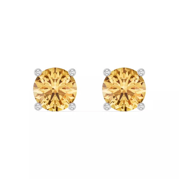 Round Citrine Stud Earrings