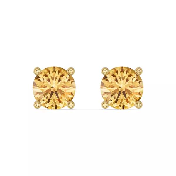 Round Citrine Stud Earrings