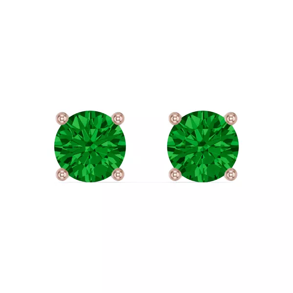 Round Emerald Stud Earrings