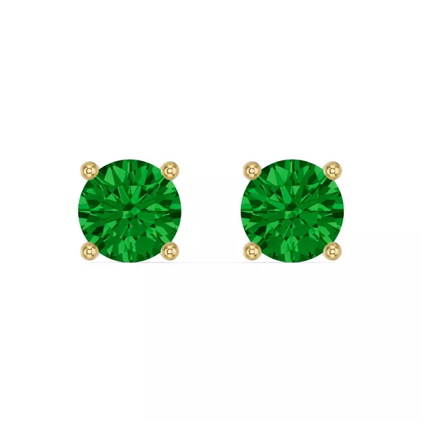 Round Emerald Stud Earrings