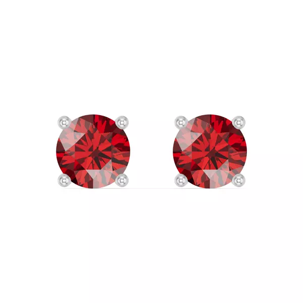 Round Garnet Stud Earrings