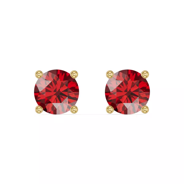 Round Garnet Stud Earrings