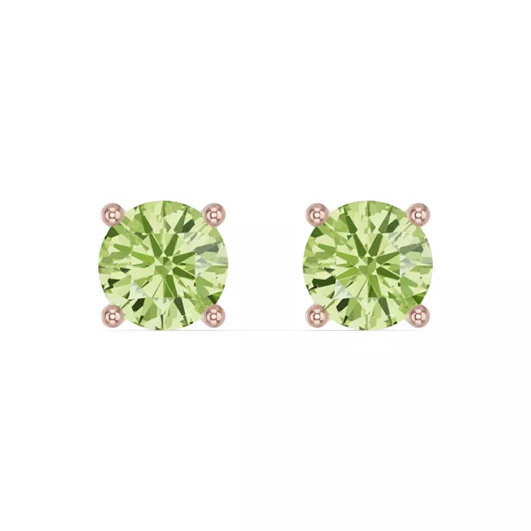 Round Peridot Stud Earrings