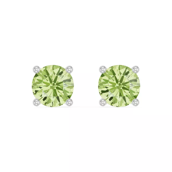 Round Peridot Silver Stud Earrings