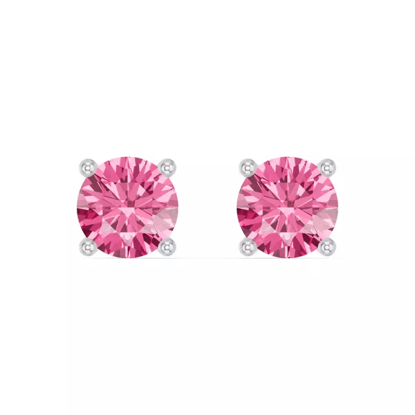 Round Pink Tourmaline Stud Earrings