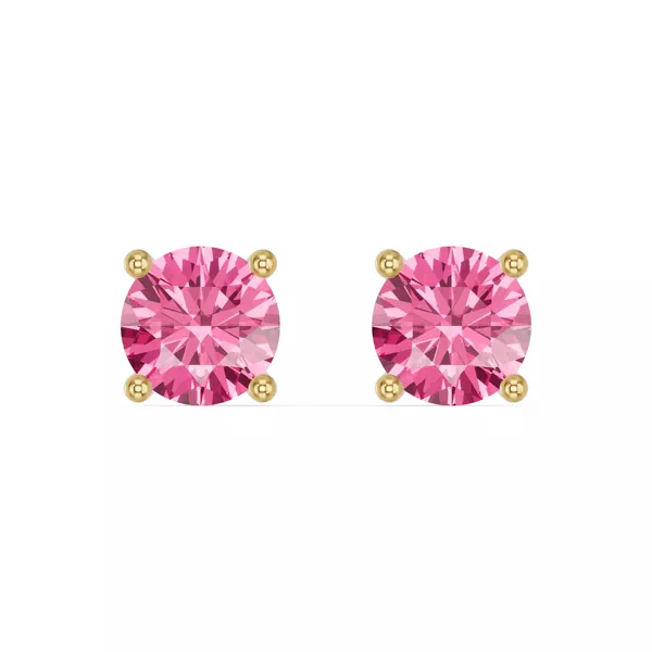 Round Pink Tourmaline Stud Earrings