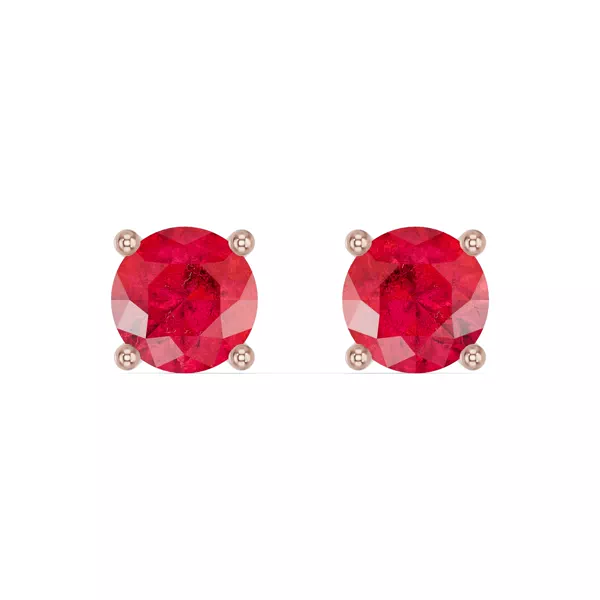 Round Ruby Stud Earrings