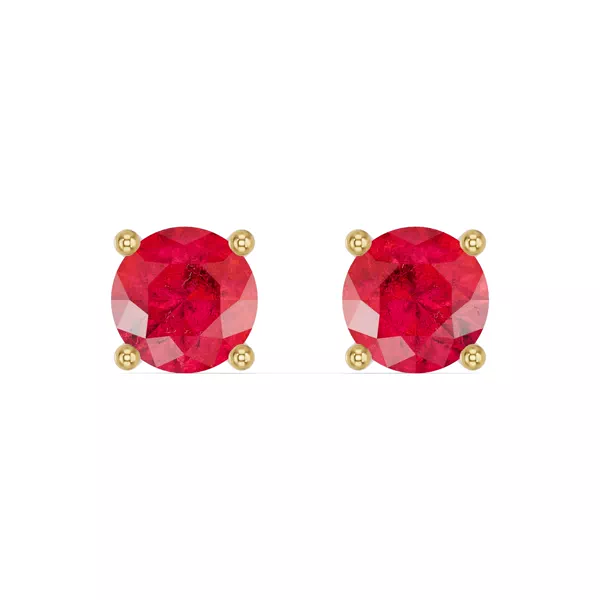 Round Ruby Stud Earrings