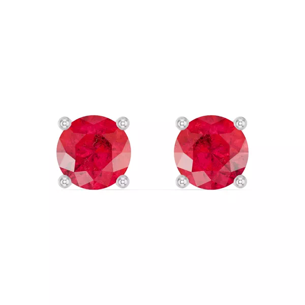 Round Ruby Silver Stud Earrings