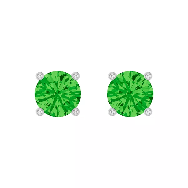 Round Tsavorite Silver Stud Earrings