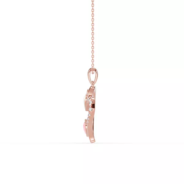 Duet Lab Pavé Heart Necklace – White & Pink