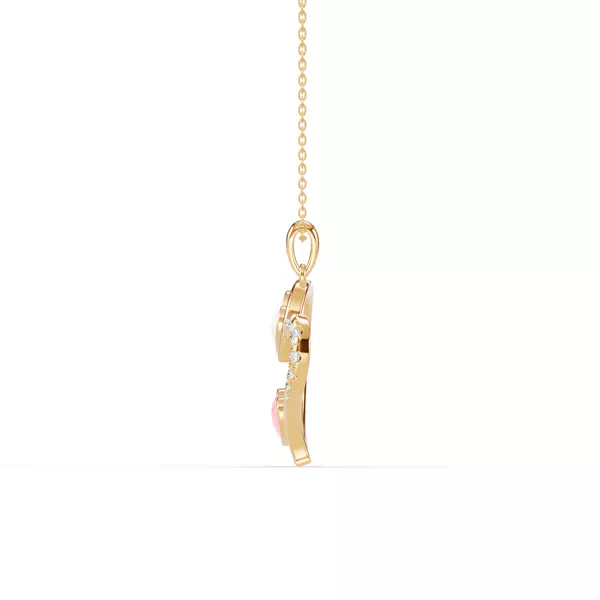 Duet Lab Pavé Heart Necklace – White & Pink