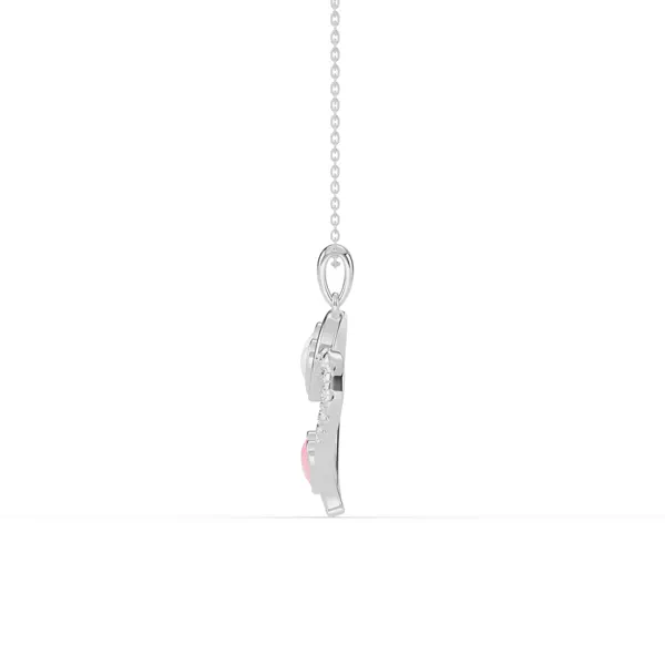 Duet Lab Pavé Heart Necklace – White & Pink