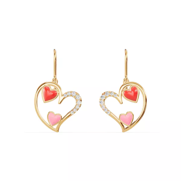 Duet Lab Pavé Heart Earrings – Red & Pink