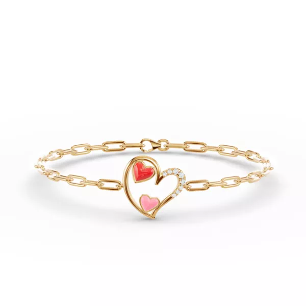 Duet Pavé Heart Bracelet – Red & Pink