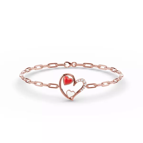 Duet Pavé Heart Bracelet – Red & White