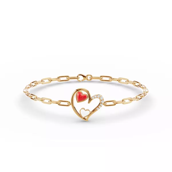 Duet Pavé Heart Bracelet – Red & White
