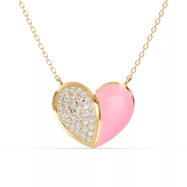 Amara Pink Ceramic Pavé Heart Necklace