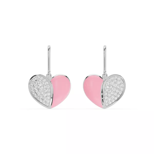 Amara Pink Ceramic Lab Pavé Heart Earrings
