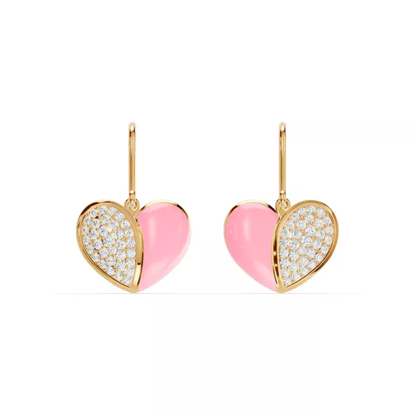 Amara Pink Ceramic Pavé Heart Earrings