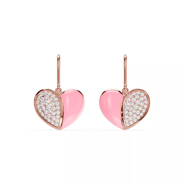 Amara Pink Ceramic Pavé Heart Earrings