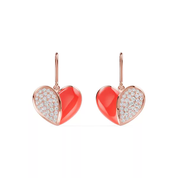Amara Red Ceramic Lab Pavé Heart Earrings