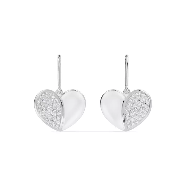 Amara White Ceramic Pavé Heart Earrings