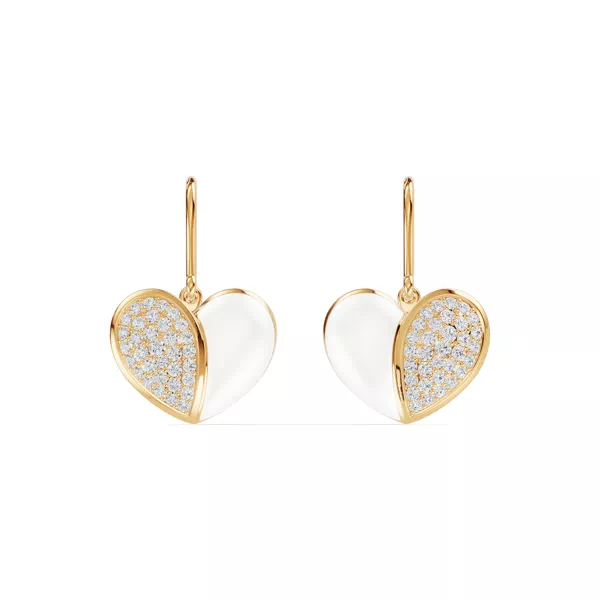 Amara White Ceramic Lab Pavé Heart Earrings