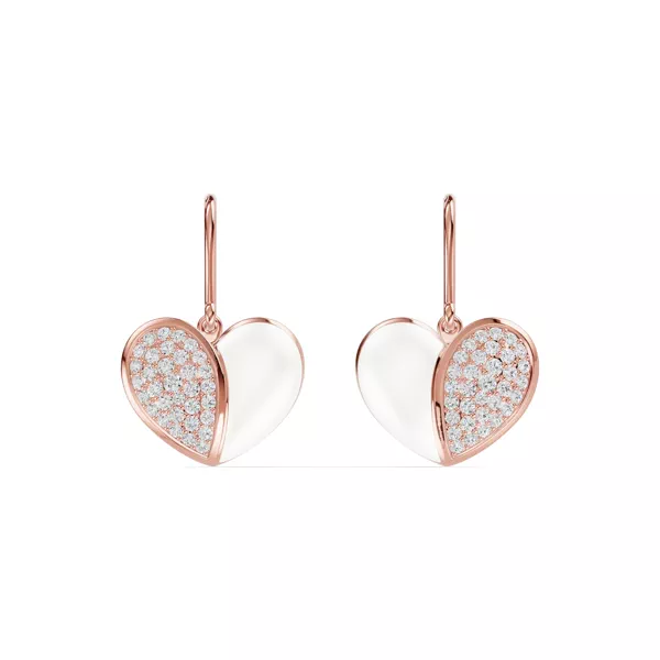 Amara White Ceramic Pavé Heart Earrings