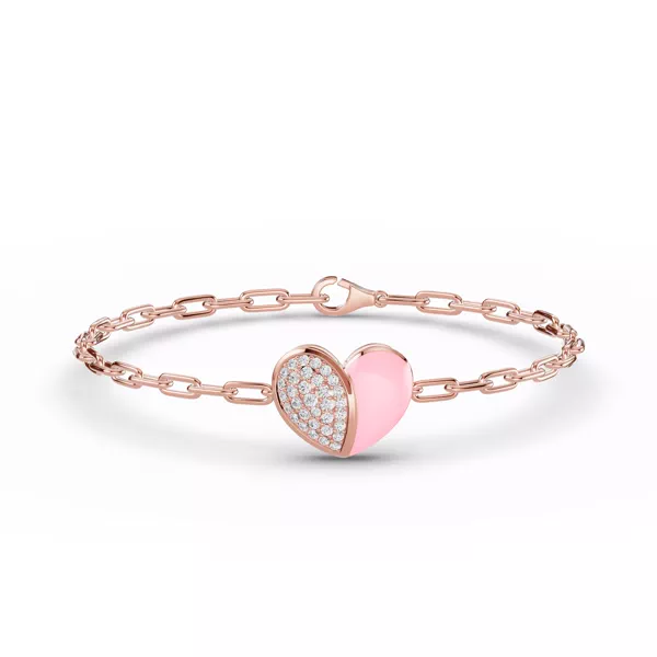 Amara Pink Ceramic Lab Pavé Heart Bracelet