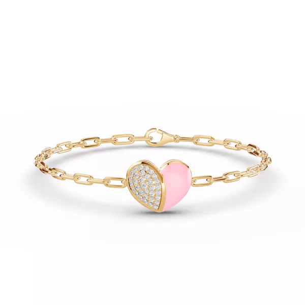 Amara Pink Ceramic Lab Pavé Heart Bracelet